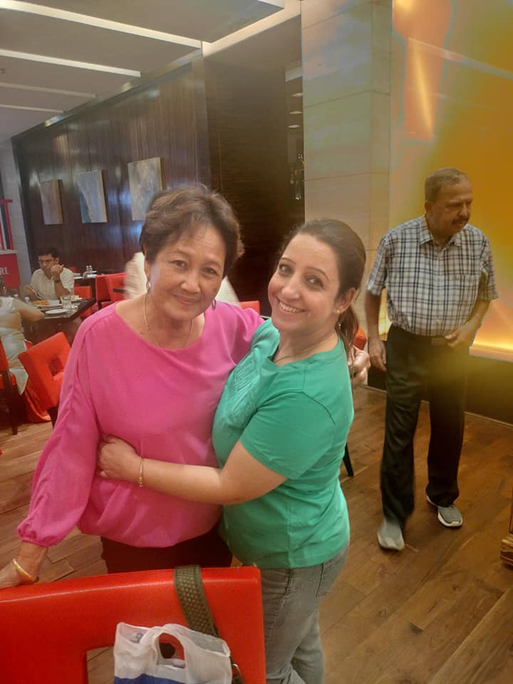 Bride and groom at sunset